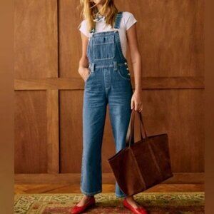 NWOT Sezane Soline Overalls 38 6 Denim Trouser Jumpsuit Organic Cotton